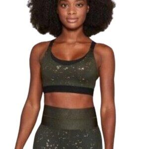 Champion Green and Gold Fleck Racerback Women's Sports Bra Size S